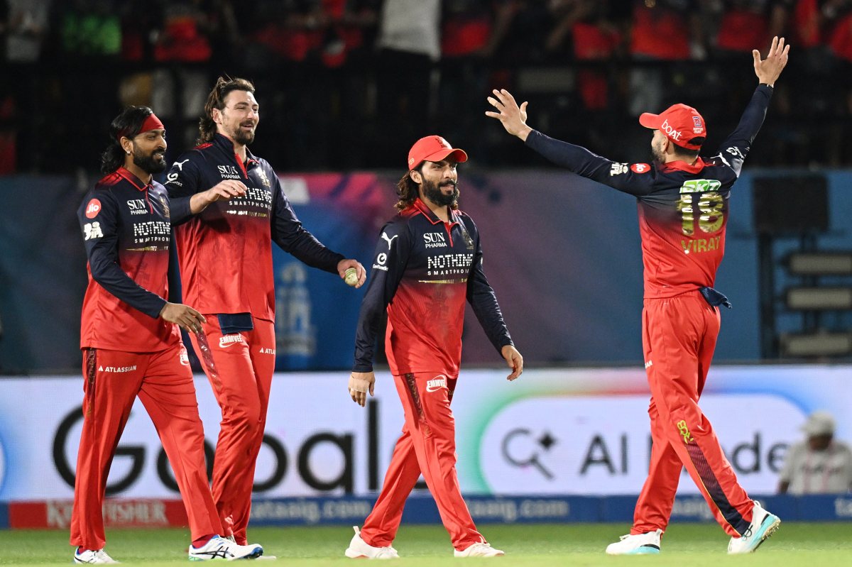 RCB players celebrate win over Gujarat Titans in IPL 2026 Qualifier 1