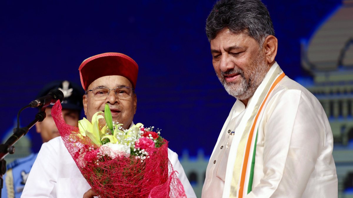 Karnataka Chief Minister-designate DK Shivakumar felicitates state Governor…