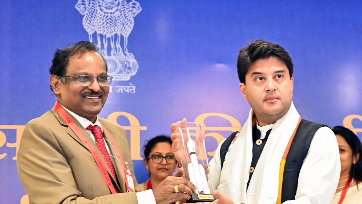 Scindia and ISRO chief Narayanan at NESAC meeting in Shillong