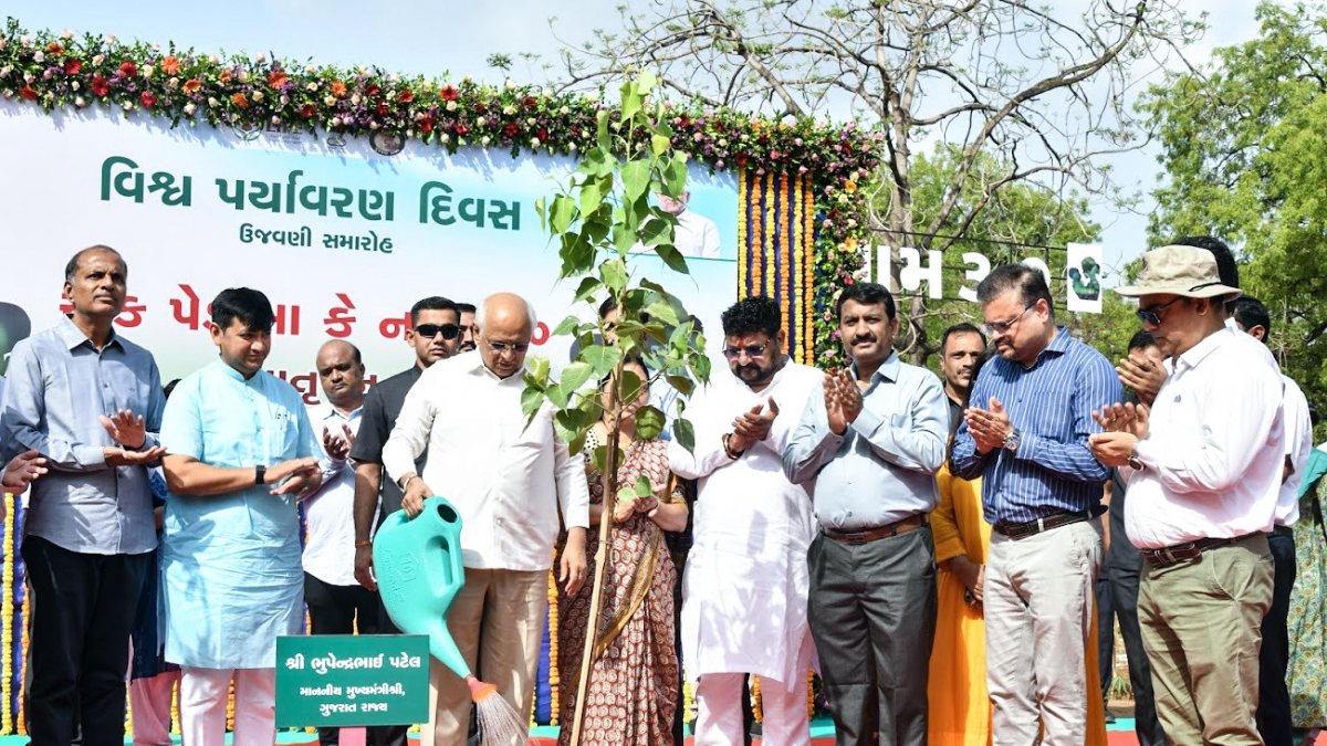 Gujarat CM Bhupendra Patel plants sapling on World Environment Day