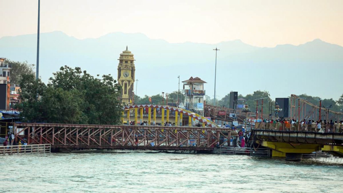 A view of Ghanta Ghar near Har ki Pauri in Haridwar