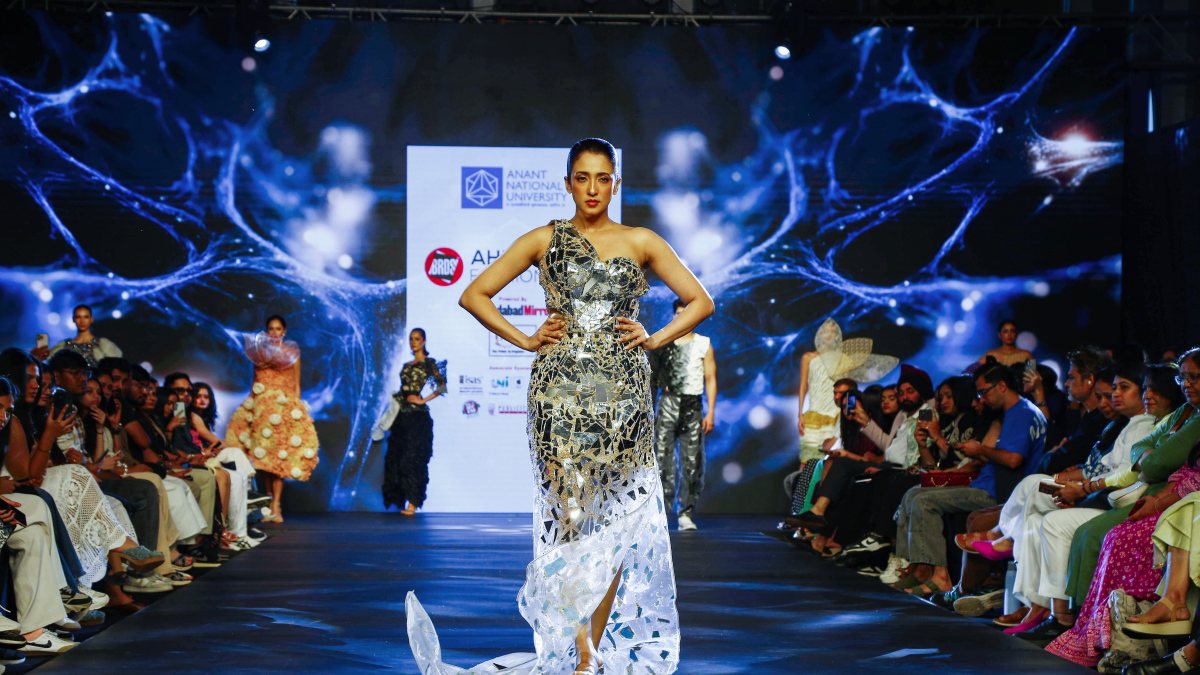 A model walks the ramp as she showcases the collection of BRDS Avant and Anant…
