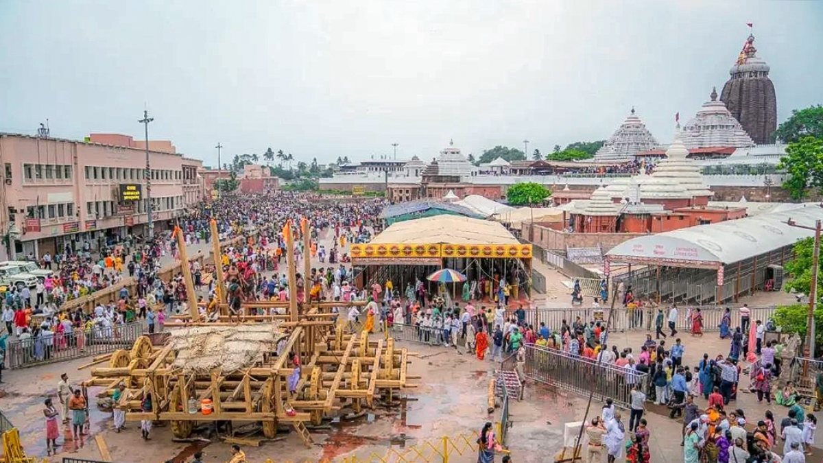 Artisans busy crafting rath for the annual Rath Yatra Festival, in Puri on…
