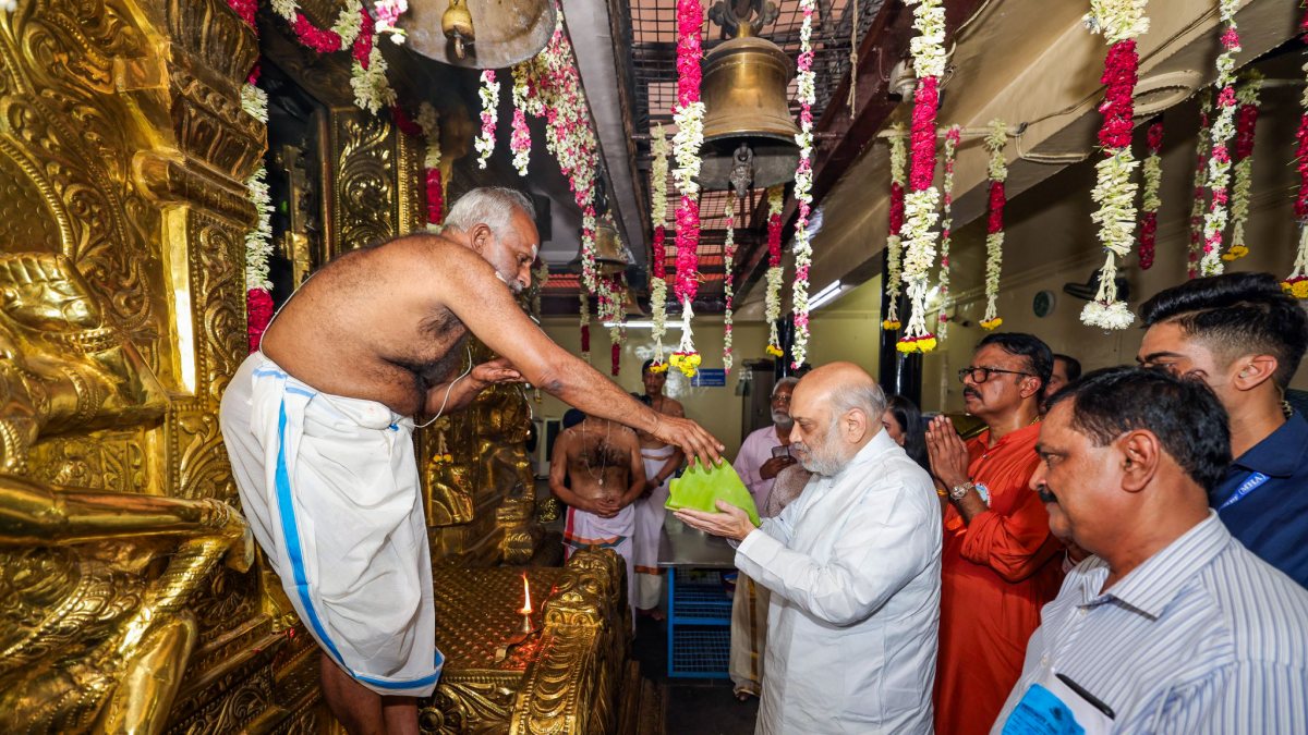Amit Shah offers prayers at Ayyappa Temple in New Delhi