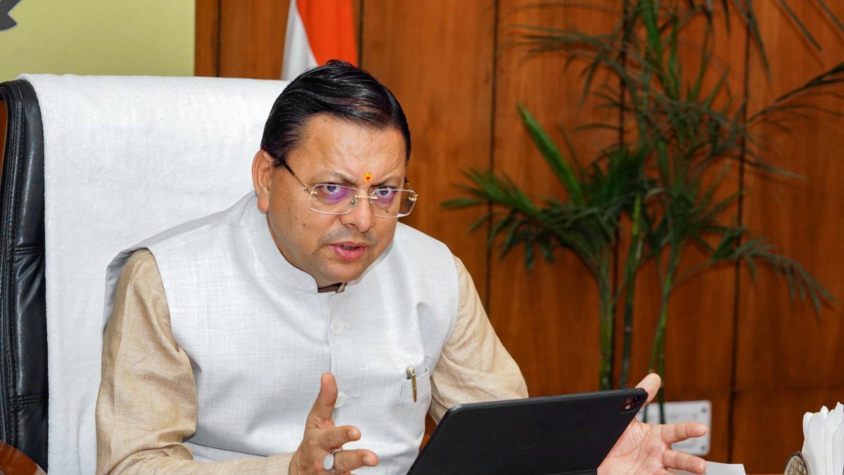 Uttarakhand Chief Minister Pushkar Singh Dhami during the review meeting to…