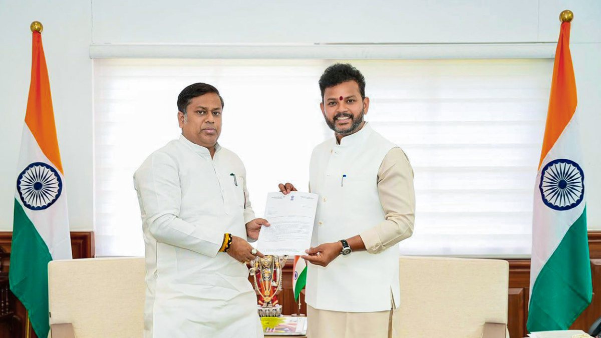 Union Minister of State for Education Sukanta Majumdar meets Union Minister Ram…