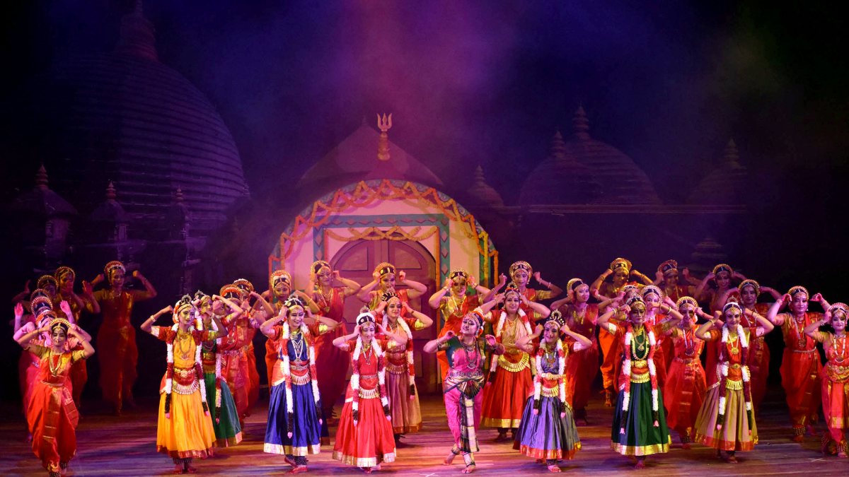 Artists perform the Bharatanatyam dance at the 'Jaya Jaya Kamakhya Maa' event…