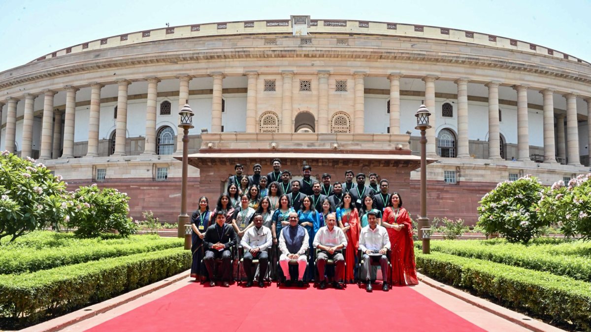Lok Sabha Speaker Om Birla with IAS officer trainees of 2024 batch
