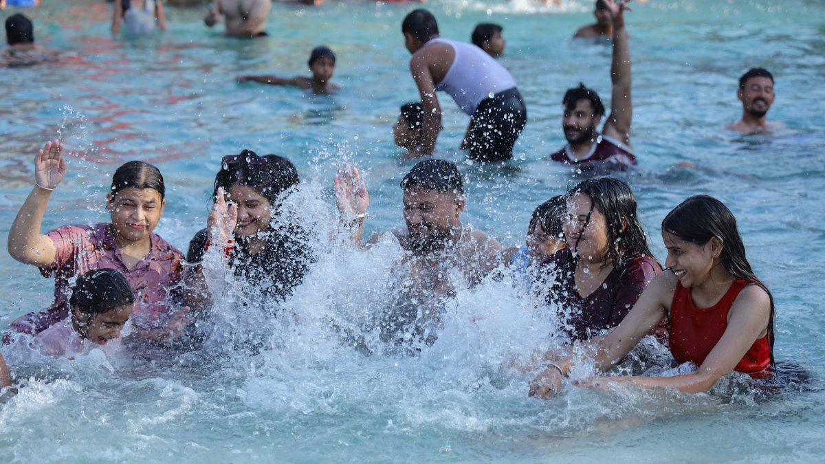People enjoy water park on hot summer day in Jalandhar