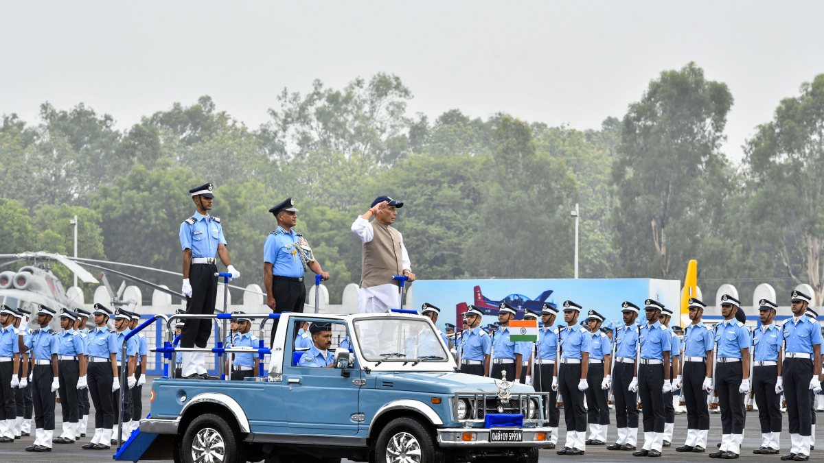 Rajnath Singh reviews Combined Graduation Parade at Air Force Academy
