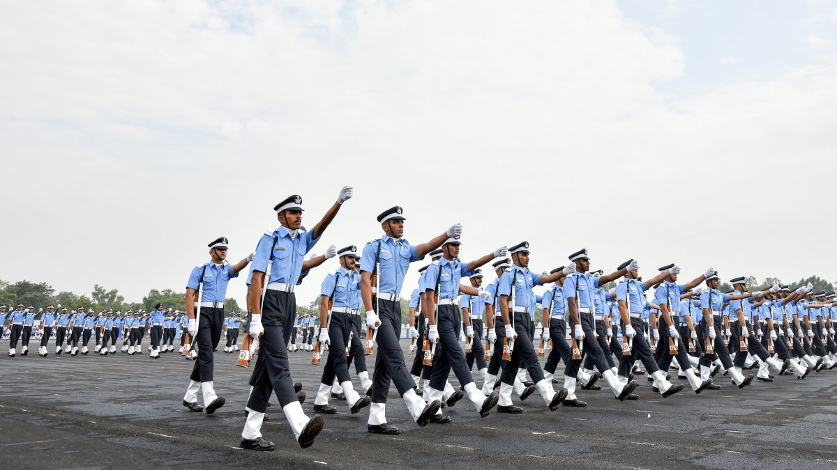 Graduating cadets march past at Airforce Academy in Hyderabad