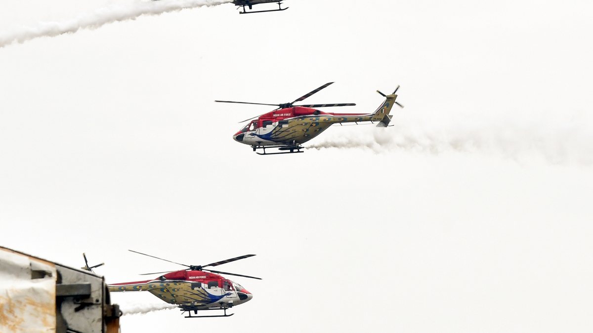 Indian Airforce Sarang team performs at Hyderabad graduation parade