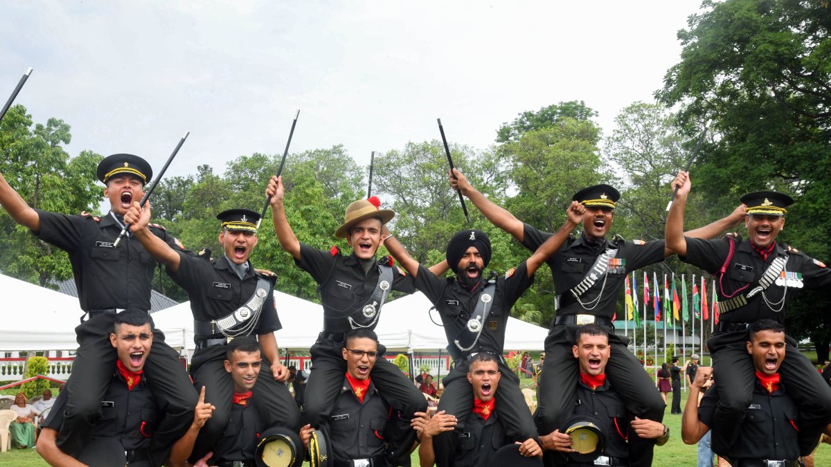 Newly inducted IMA officer cadets celebrate at passing-out parade