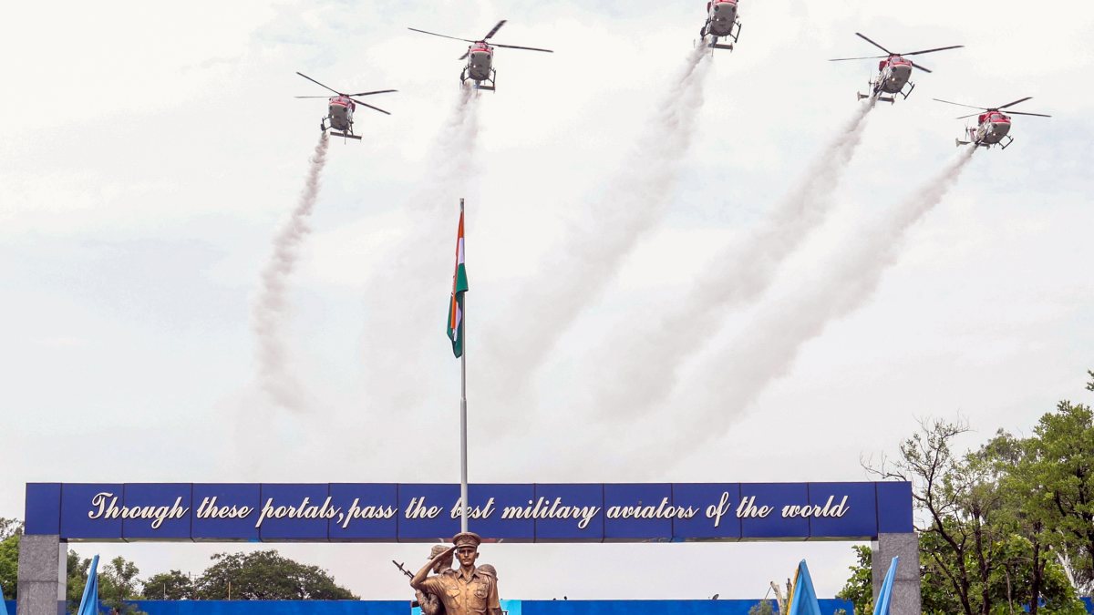 Indian Air Force Sarang team performs at Hyderabad graduation parade