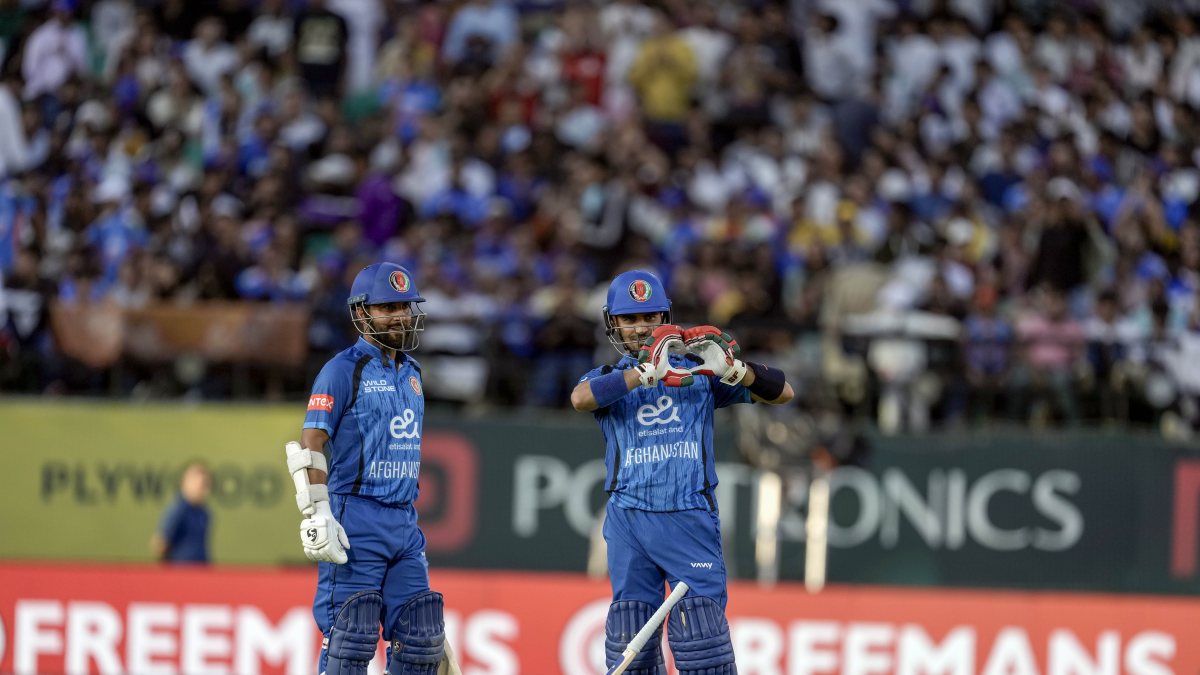 Rahmanullah Gurbaz celebrates half-century against India in Dharamsala ODI