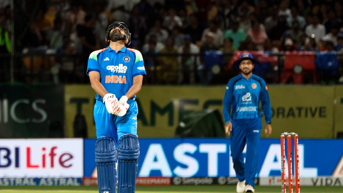Rohit Sharma reacts after being hit by ball in Dharamsala ODI