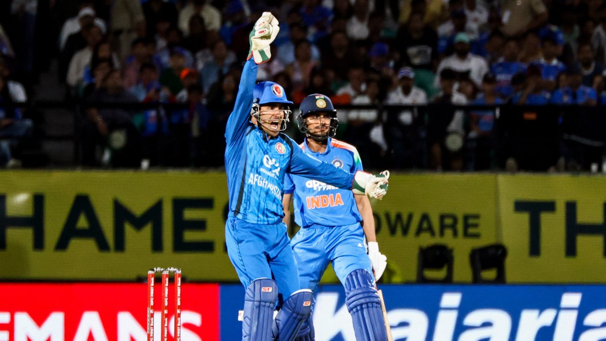 Afghanistan's Rahmanullah Gurbaz appeals for the wicket of Indian skipper…