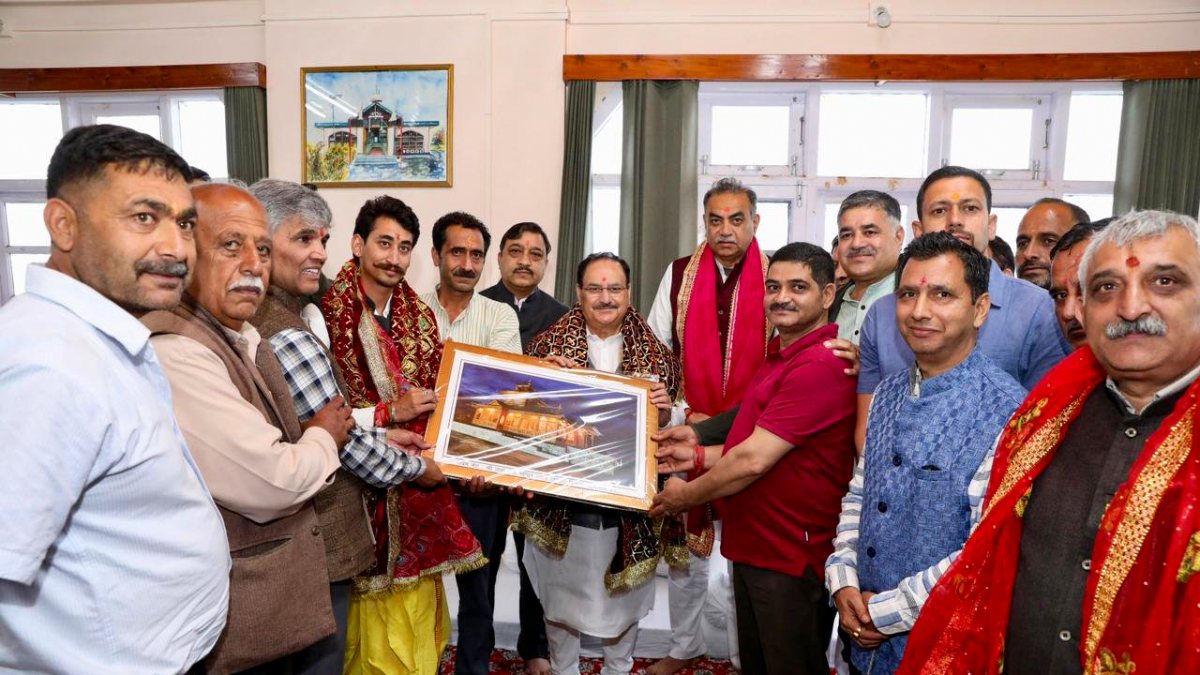 Union Minister JP Nadda during his visit to the Maa Tara Devi Temple to mark…