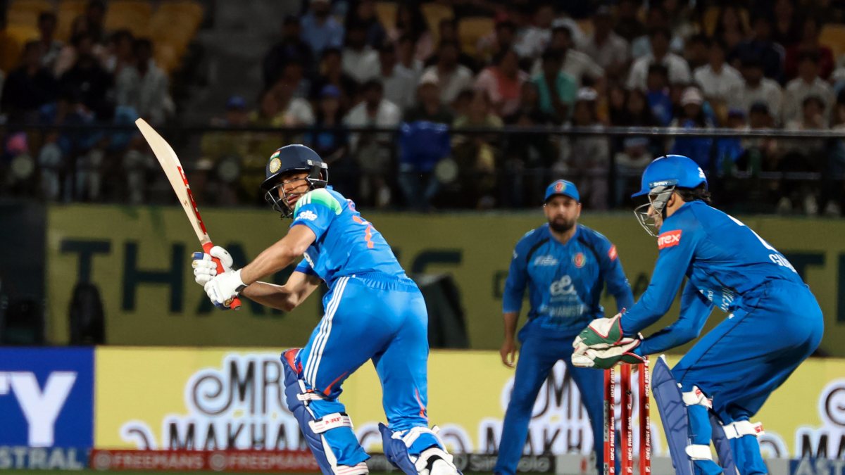 Shubman Gill plays a shot during 1st ODI against Afghanistan