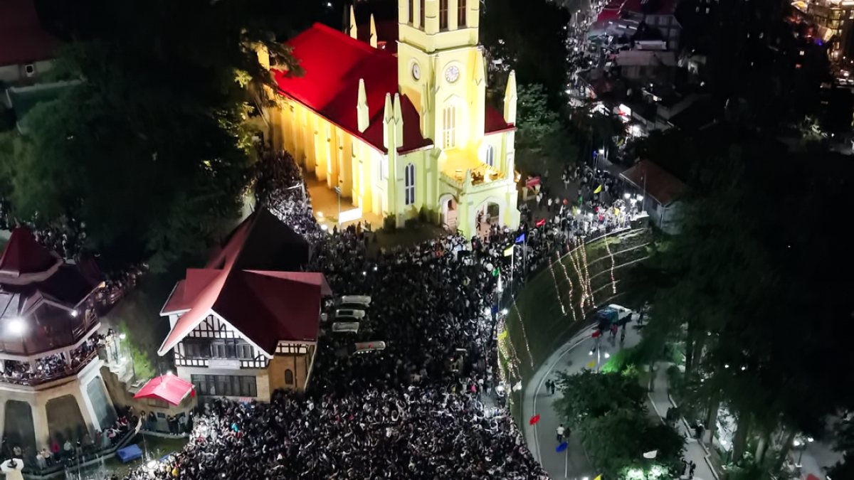 Tourists and locals gather during the five-day Shimla Summer Festival as it…