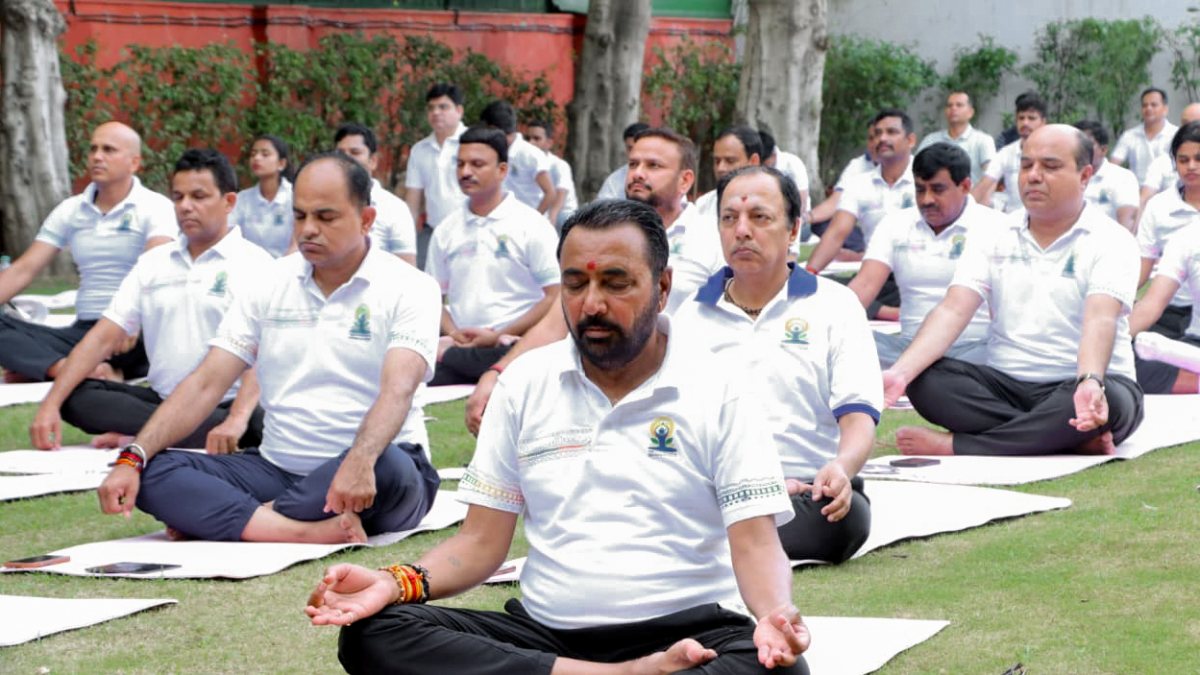 Prataprao Jadhav performs yoga ahead of International Yoga Day