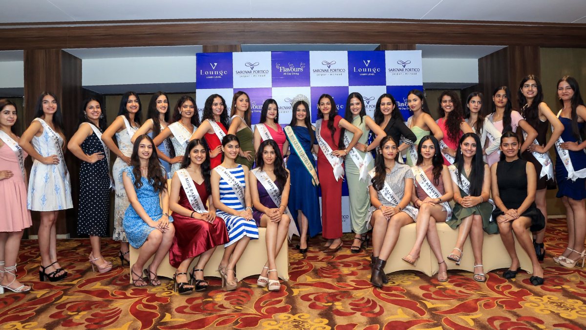 Miss Rajasthan contestants pose during photogenic round finale