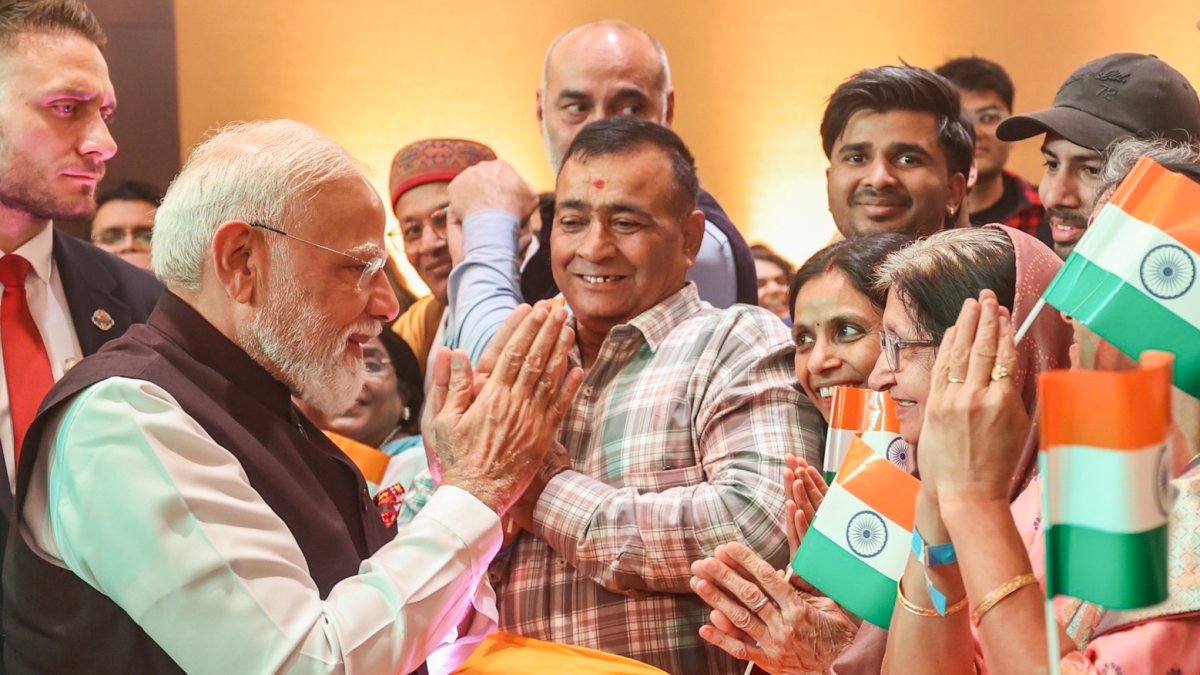 Prime Minister Narendra Modi receives a warm welcome by the Indian community on…