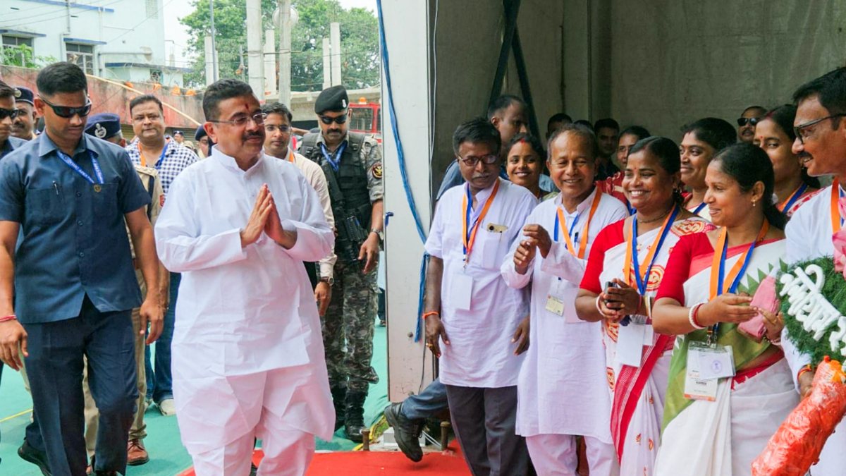West Bengal CM Suvendu Adhikari greets at Nandigram camp inauguration