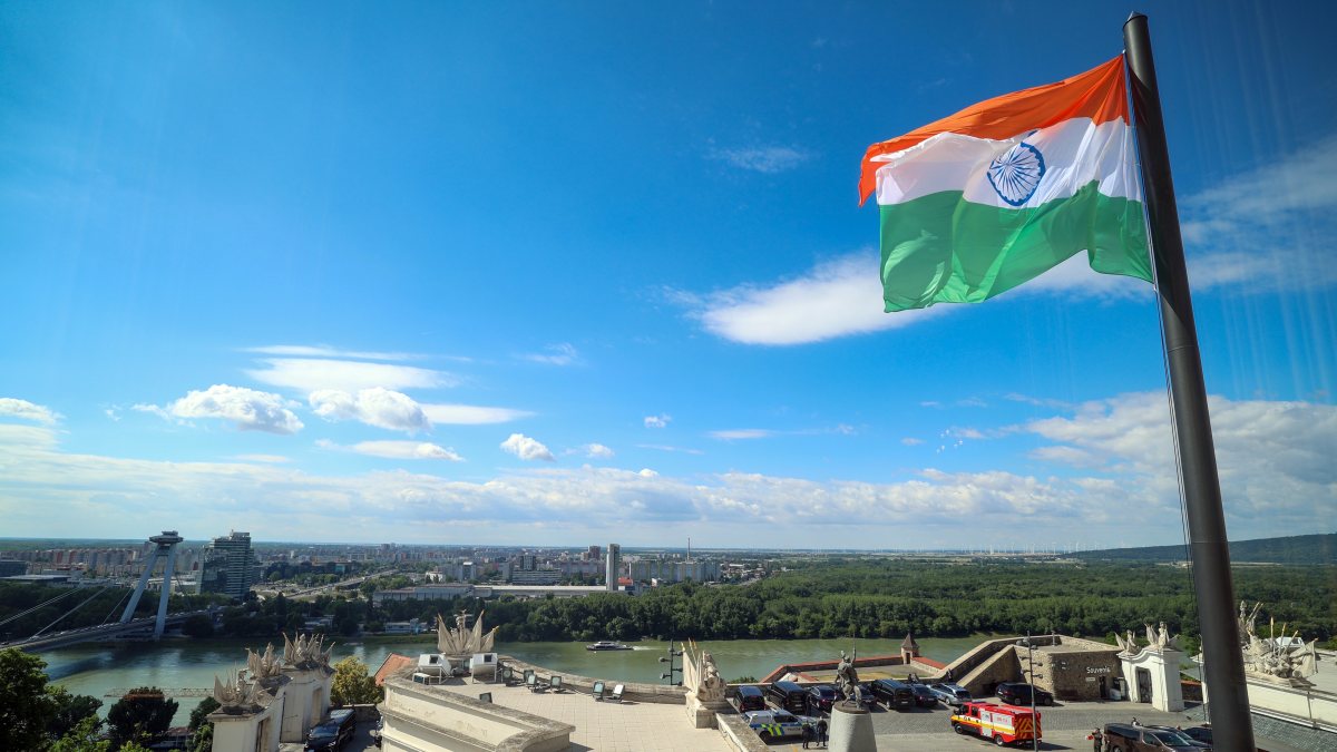 Indian flag flutters at Bratislava Castle visited by PM Modi