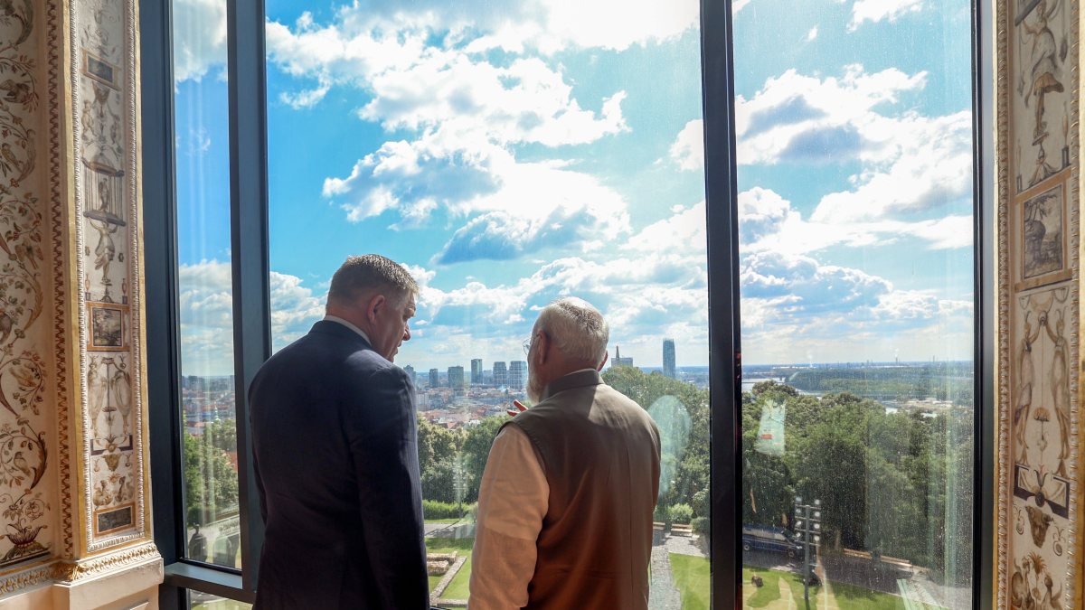 Modi meets Slovak PM Fico at Bratislava Castle
