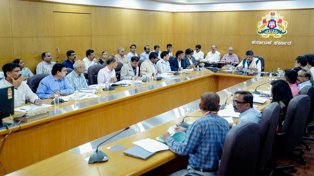Karnataka Chief Minister DK Shivakumar chairs a review meeting with senior…