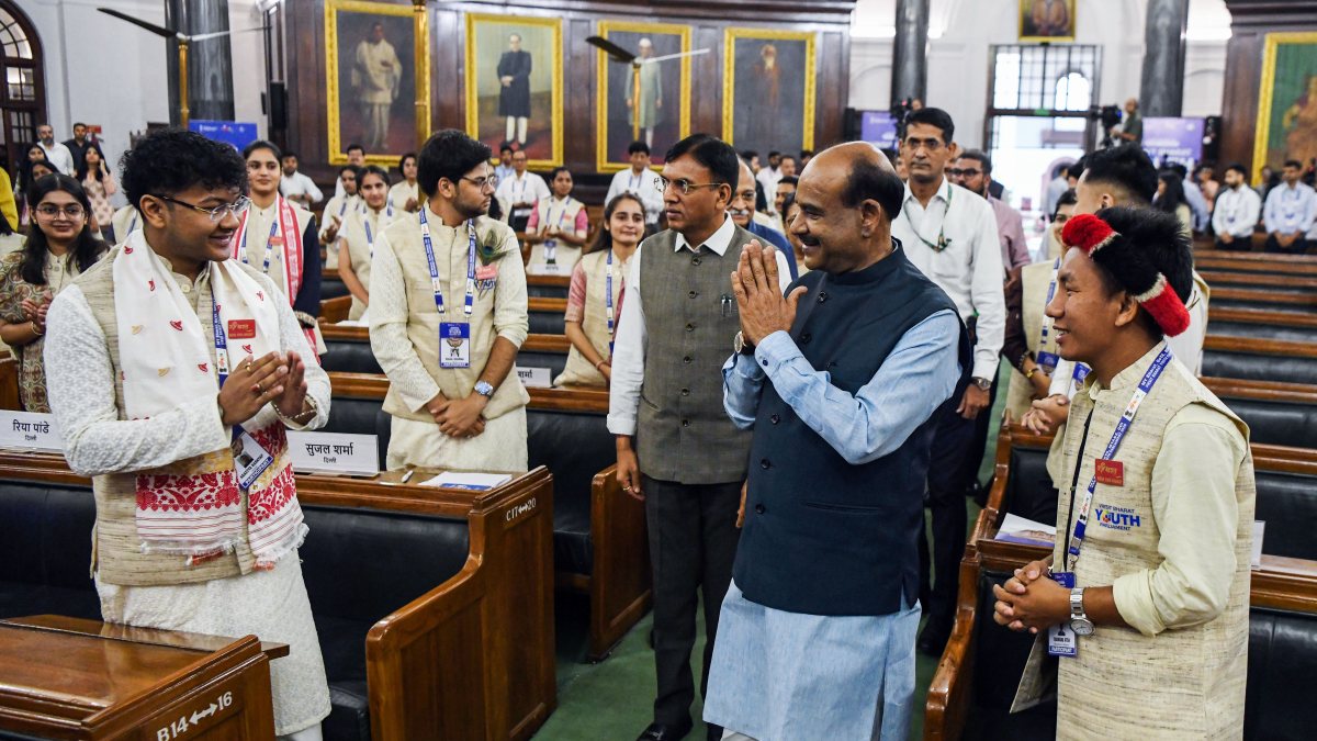 Om Birla arrives for Viksit Bharat Youth Parliament 2026