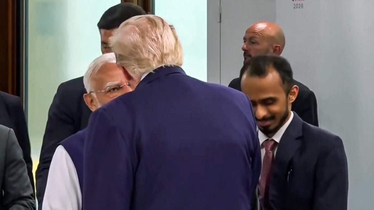Prime Minister Narendra Modi interacts with US President Donald Trump at the G7…