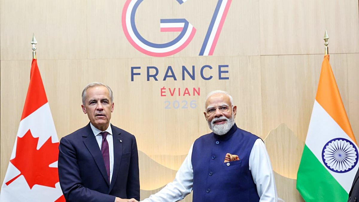 Prime Minister Narendra Modi meets Canada's Prime Minister Mark Carney on the…