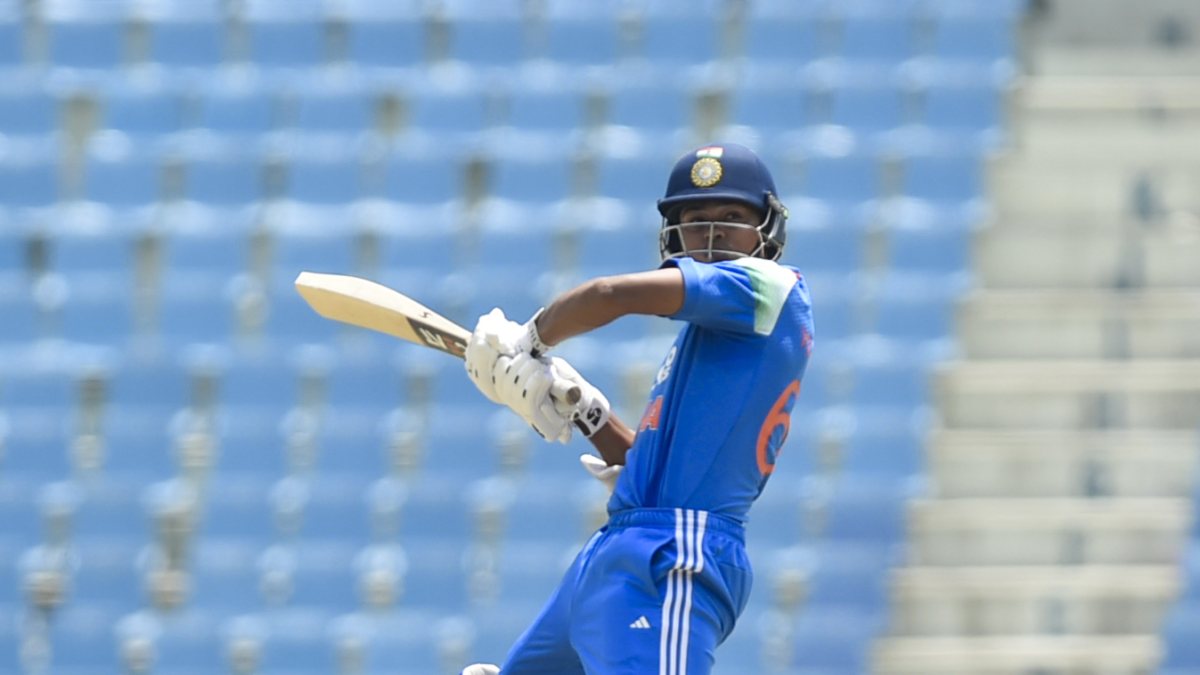 Yashasvi Jaiswal plays a shot during second ODI against Afghanistan