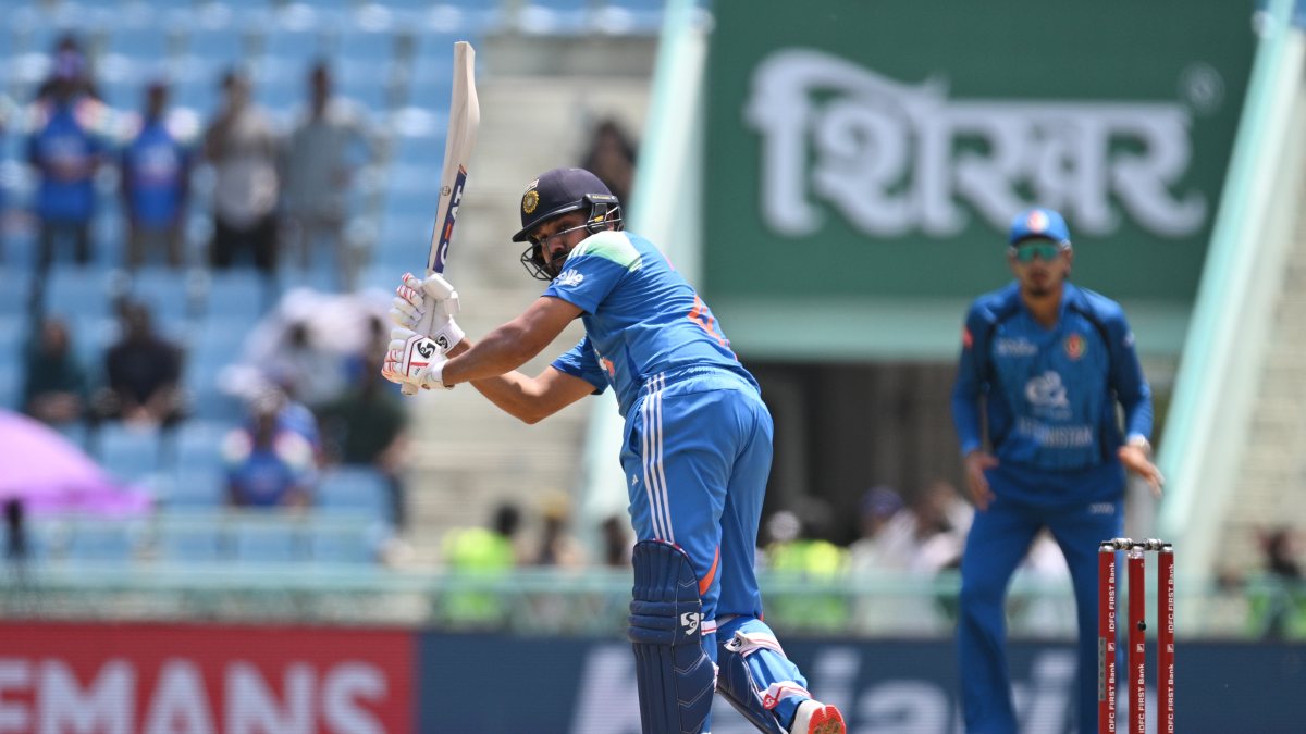 Rohit Sharma plays a shot during second ODI against Afghanistan