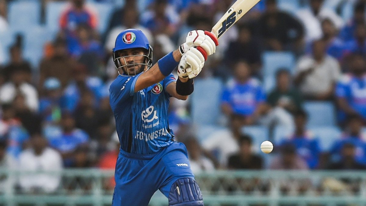 Afghanistan's Gurbaz plays a shot during 2nd ODI in Lucknow