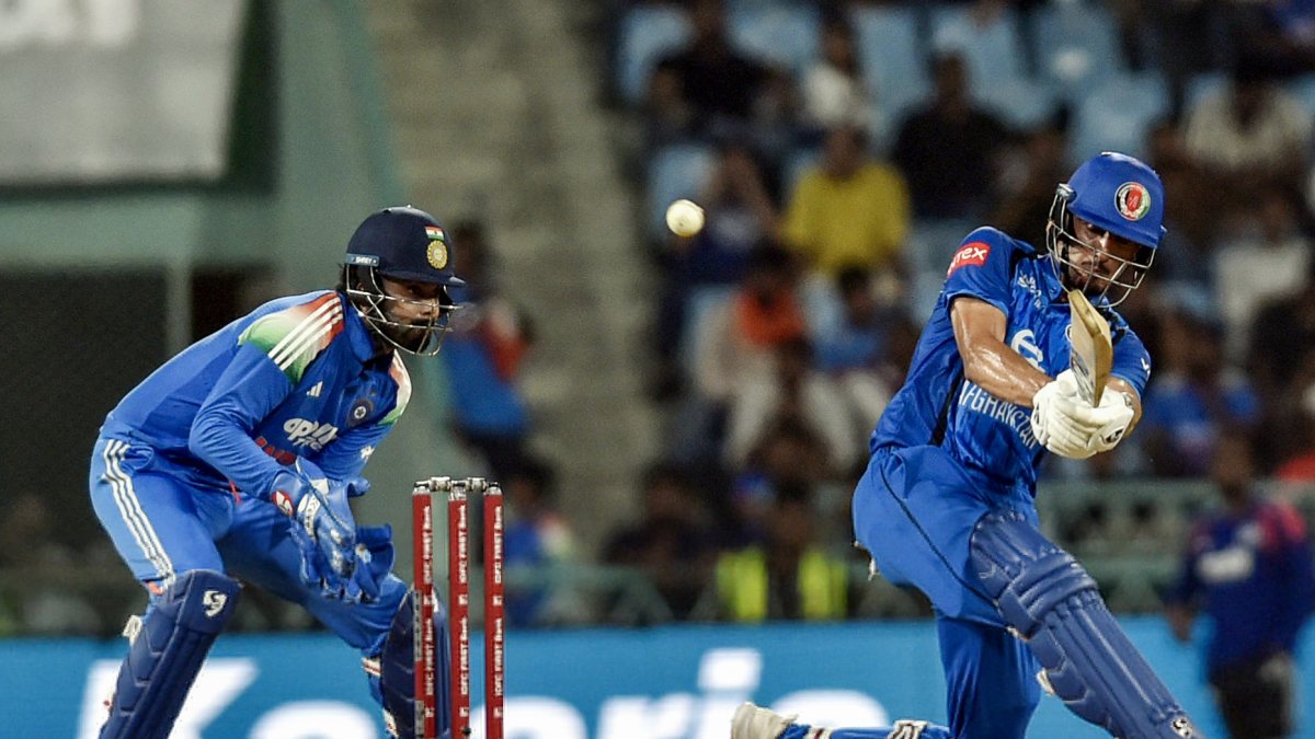 Sediqullah Atal plays a shot during second ODI against India in Lucknow