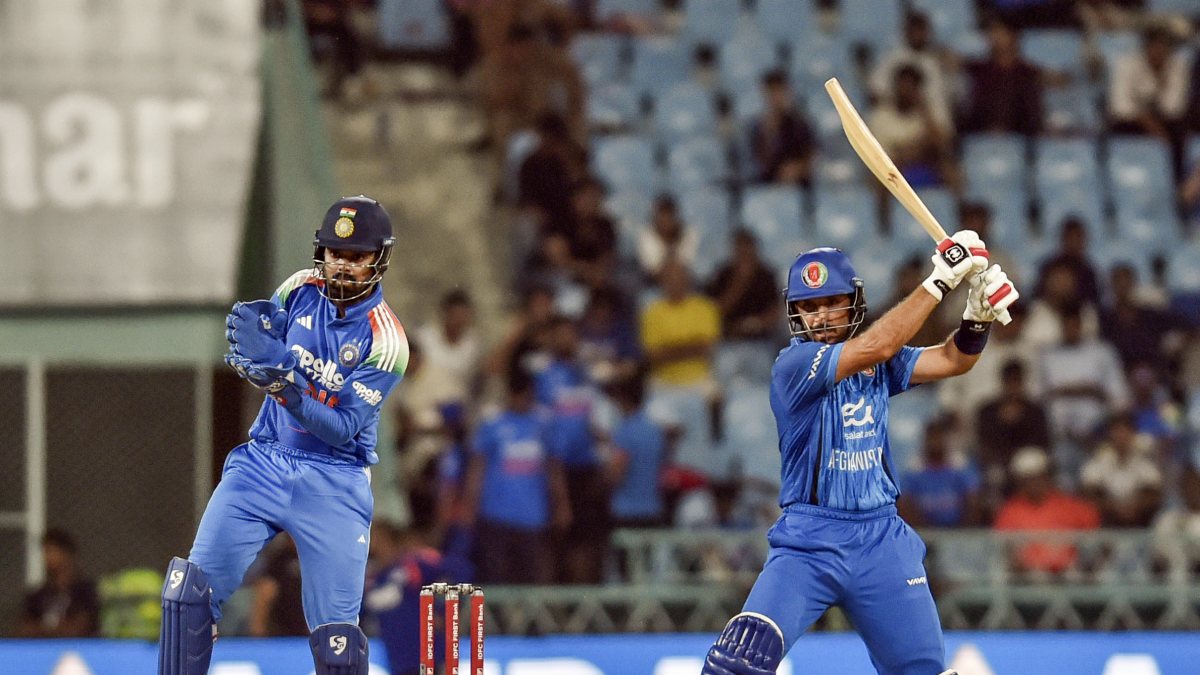 Rahmat Shah plays a shot during second ODI against India in Lucknow