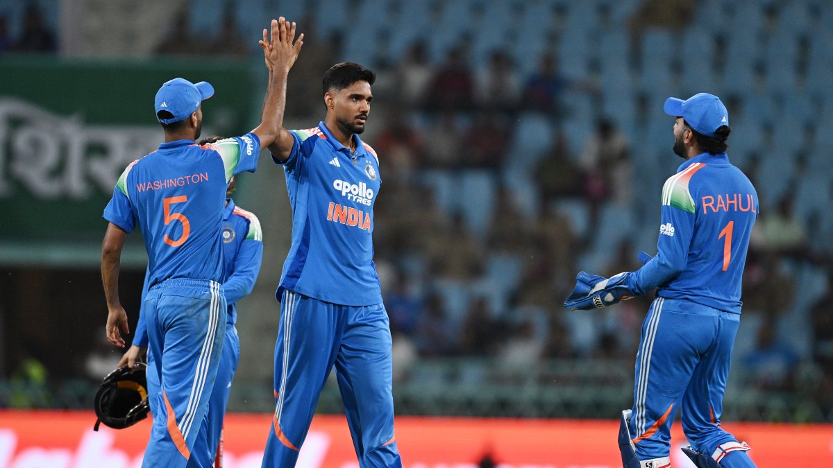 India's Gurnoor Brar celebrates Afghan skipper Shahidi's wicket in Lucknow ODI