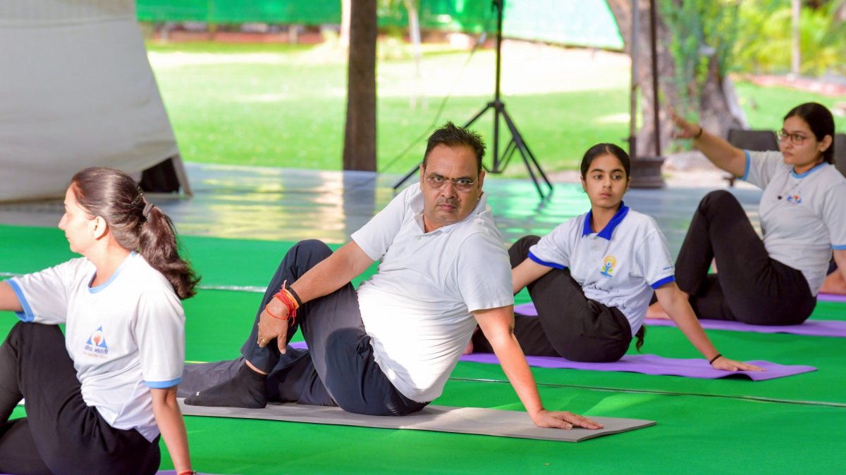 Rajasthan CM Bhajanlal Sharma practices yoga ahead of International Day of Yoga