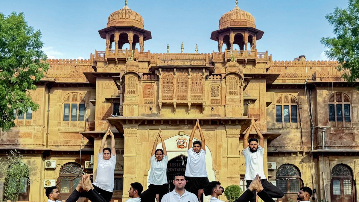 People practise yoga ahead of International Yoga Day 2026 in Bikaner