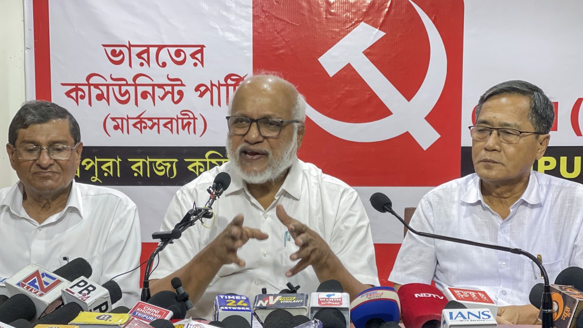 CPI(M) leaders address press conference in Agartala