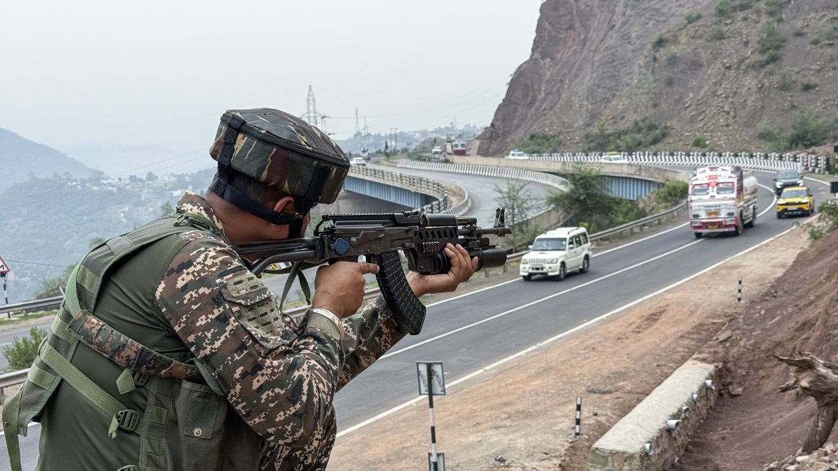 CRPF official guards Jammu-Srinagar Highway ahead of Amarnath Yatra