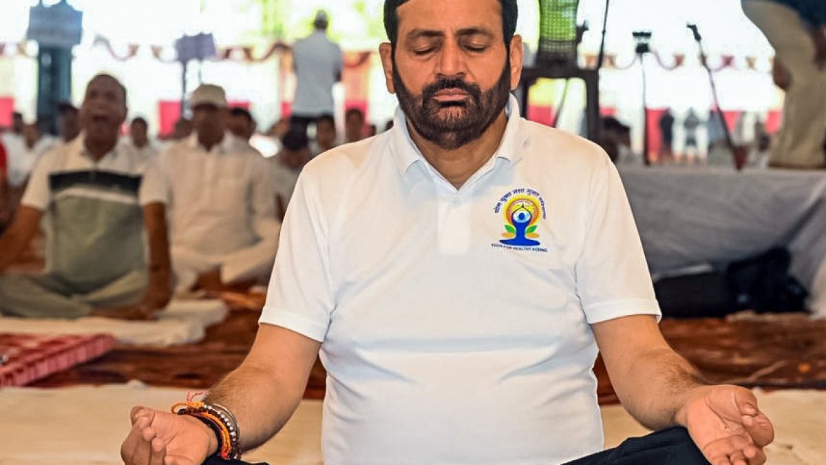 Haryana CM Nayab Singh Saini joins yoga camp in Sirsa