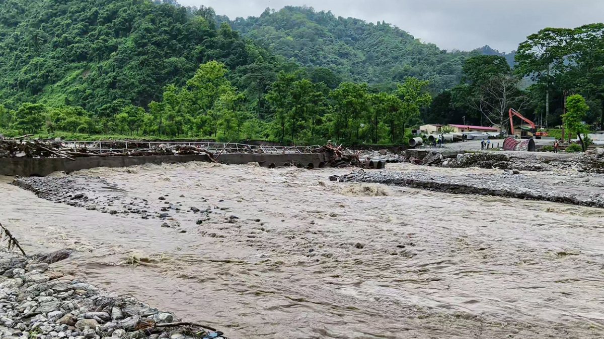 Heavy rain washes away bridge connecting Siliguri and Mirik in Darjeeling