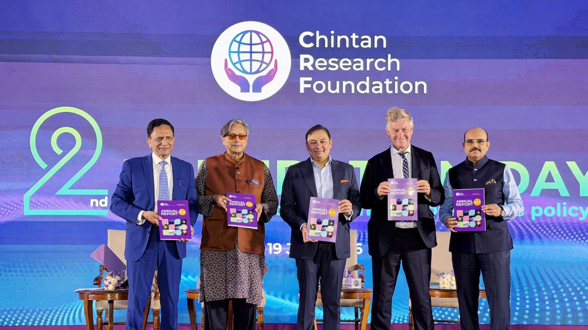 Adani, Tharoor, Solheim pose at CRF foundation day