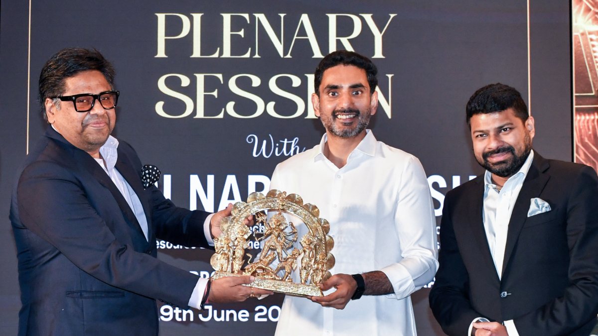 Karnataka minister Nara Lokesh felicitated at Andhra Pradesh investment session