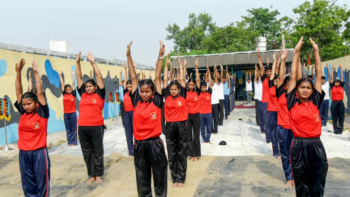 NCC students perform yoga ahead of International Yoga Day in Patna