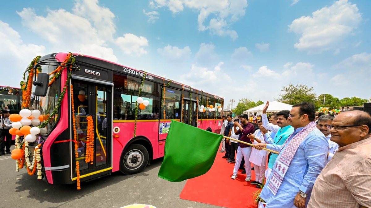 Rajasthan Chief Minister Bhajan Lal Sharma flags off electric buses for the…